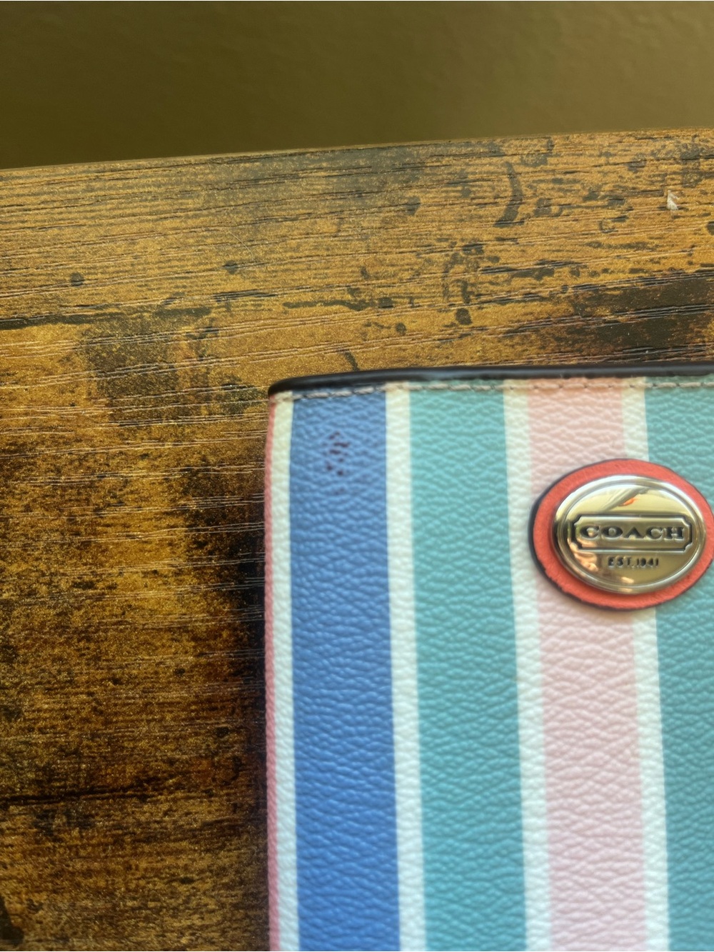 šLIMITED EDITIONšCoach Striped Leather Passport Cover/ Wallet - Picture 5 of 5